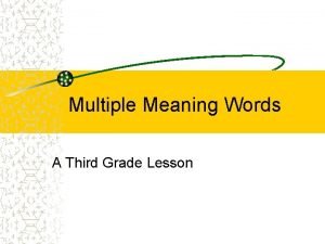 Multiple meaning words lesson
