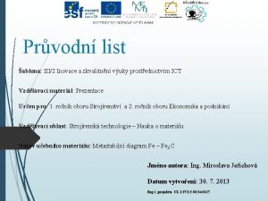 Prvodn list ablona III2 Inovace a zkvalitnn vuky