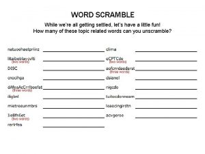 Settled word scramble
