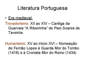 Literatura portuguesa trovadorismo
