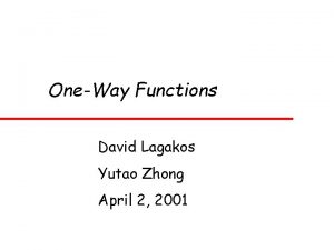 One way function One way function