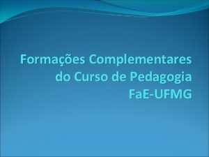 Formação complementar aberta ufmg