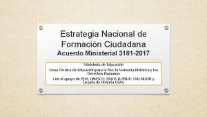 Estrategia Nacional de Formacin Ciudadana Acuerdo Ministerial 3181