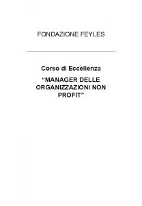 FONDAZIONE FEYLES Corso di Eccellenza MANAGER DELLE ORGANIZZAZIONI