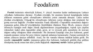 Feodal yapı ne demek