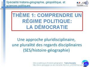 Spcialit histoiregographie gopolitique et sciences politiques THME 1