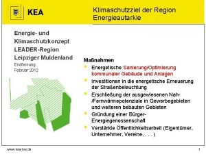 Klimaschutzziel der Region Energieautarkie Energie und Klimaschutzkonzept LEADERRegion