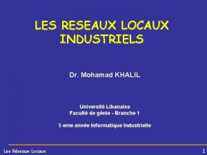 LES RESEAUX LOCAUX INDUSTRIELS Dr Mohamad KHALIL Universit