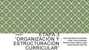 ETAPA 3 ORGANIZACIN Y ESTRUCTURACIN CURRICULAR UNIDAD 4