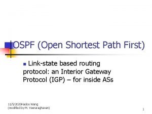 OSPF Open Shortest Path First Linkstate based routing
