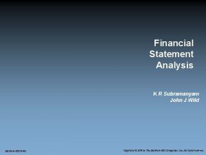 Financial Statement Analysis K R Subramanyam John J