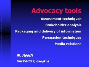 Assessment tools for advocacy