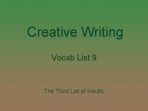 Creative Writing Vocab List 9 The Third List