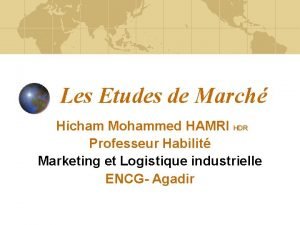 Les Etudes de March Hicham Mohammed HAMRI HDR