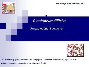 Maubeuge FMC 09112006 Clostridium difficile Un pathogne dactualit