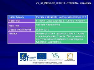 VY32INOVACECH 8 10 KYSELINY prezentace Nzev ablony Inovace