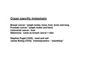 Organ specific metastasis Breast cancer lymph nodes bone