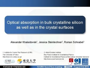 Optical absorption in bulk crystalline silicon as well