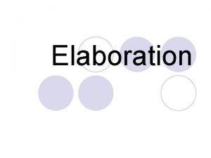 Elaboration What is elaboration l Telling the reader