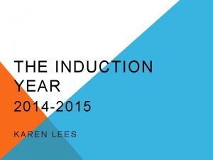 THE INDUCTION YEAR 2014 2015 KAREN LEES OBJECTIVES