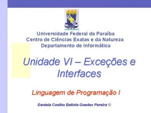 Universidade Federal da Paraba Centro de Cincias Exatas