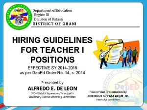 Department of Education Region III Division of Bataan