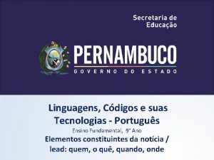 Linguagens Cdigos e suas Tecnologias Portugus Ensino Fundamental