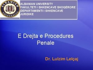 ALBANIAN UNIVERSITY FAKULTETI I SHKENCAVE SHOQRORE DEPARTAMENTI I