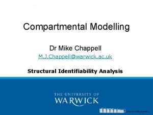 Compartmental Modelling Dr Mike Chappell M J Chappellwarwick