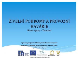 IVELN POHROMY A PROVOZN HAVRIE Nzev opory Tsunami