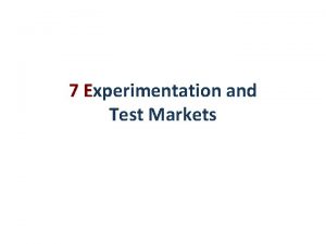 Controlled test markets