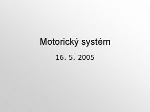 Motorick systm 16 5 2005 Funkn neuroanatomie Neuron