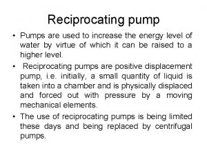 Reciprocating pump problems solutions