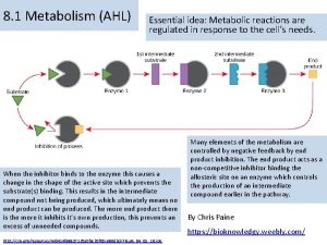 8 1 Metabolism AHL Essential idea Metabolic reactions