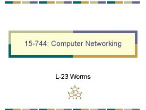 15 744 Computer Networking L23 Worms Overview Worm