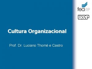 Cultura Organizacional Prof Dr Luciano Thom e Castro