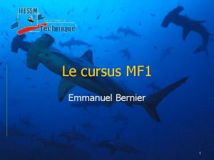 Le cursus MF 1 Emmanuel Bernier 1 Droulement