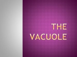 VACUOLES PLANT CELL ANIMAL CELL INTRODUCTION A vacuole