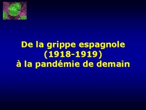 De la grippe espagnole 1918 1919 la pandmie