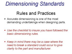 Dimensioning rules