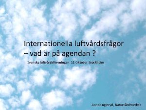 Internationella luftvrdsfrgor vad r p agendan Svenska luftvrdsfreningen