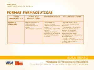 Formas farmaceuticas que existen