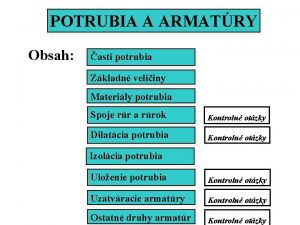 POTRUBIA A ARMATRY Obsah asti potrubia Zkladn veliiny