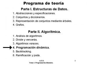 Programa de teora Parte I Estructuras de Datos