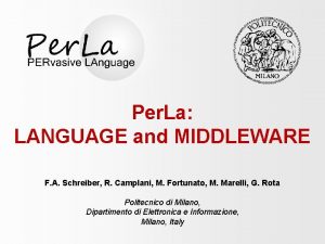 Per La LANGUAGE and MIDDLEWARE F A Schreiber