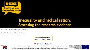 Inequality and radicalisation Assessing the research evidence Tomislav