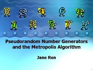 Pseudorandom Number Generators and the Metropolis Algorithm Jane