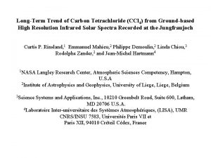 LongTerm Trend of Carbon Tetrachloride CCl 4 from