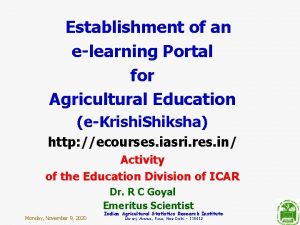 E learning agriculture portal