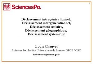 1 Dclassement intragnrationnel Dclassement intergnrationnel Dclassement scolaire Dclassement